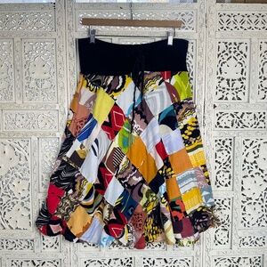 Profile Stretchy Artsy Colorful Patchwork Flowy Boho Cottagecore‎ Skirt Sz Large